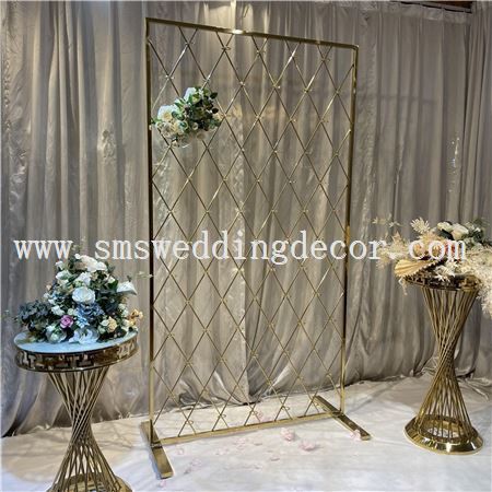 gold metal candle wall backdrop stand